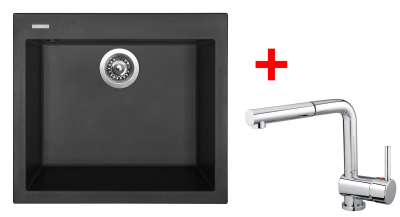 Granitový dřez Sinks CUBE 560 NANO Nanoblack+MIX 3 P CU560N6MI3PCL