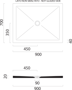GSI Keramická sprchová vanička, obdélník 90x70x2cm, cenere mat 46090717