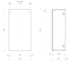 Sapho ESPACE skříňka 50x94x32cm, 1x dvířka, levá/pravá, jilm bardini ESC850-1313