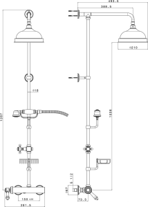 Sapho VIENNA sprchový sloup s pákovou baterií, mýdlenka, 1267mm, chrom VO139
