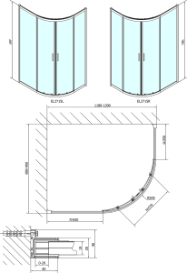 Polysan EASY čtvrtkruhová sprchová zástěna 1200x900mm, L/R, čiré sklo EL2715