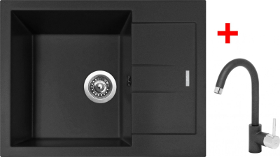 Granitový dřez Sinks AMANDA 650 NANO Nanoblack+MIX 35 GR AM650N6MI35GRN6