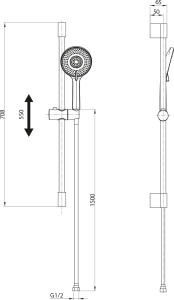 Sapho Sprchová souprava, posuvný držák 708mm, černá mat SC715B