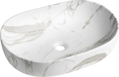 Sapho CALEO keramické umyvadlo na desku, 60x42cm, bianco carrara CA590BC