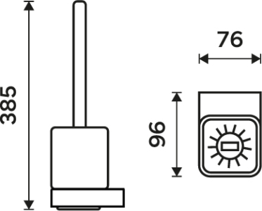Nimco NIKAU černá Toaletní WC kartáč s hranatou rukojetí NKC 30094KN-HR-90