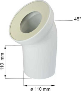 Aliaxis Česká republika s.r.o. WC univerzální odtokové koleno DN 100/D 110, 45°, šikmé PR7088C (58102010000)