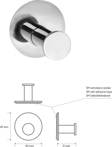 Sapho X-ROUND samolepící háček, nerez lesk XR219