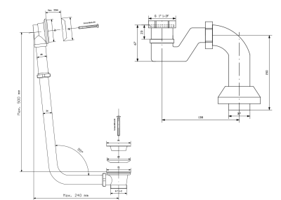 Polysan CHARLESTON vanová souprava pro vnější instalaci, řetízek, včetně sifonu, chrom 71687