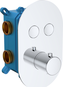 Mereo Vanový set s termostatickou podomítkovou tlačítkovou baterií - 2-cestná - oválný kryt CB60106TB1