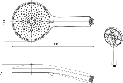 Sapho Ruční masážní sprcha, 4 režimy sprchování, silikon trysky, průměr 123mm, černá mat 1204-10B