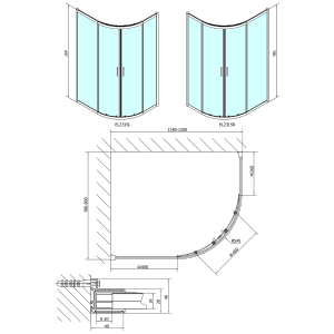 Polysan EASY čtvrtkruhová sprchová zástěna 1200x800mm, L/R, čiré sklo EL2315