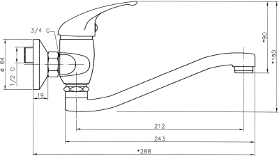 Novaservis Dřezová umyvadlová baterie 150 mm Titania Iris chrom 92070,0