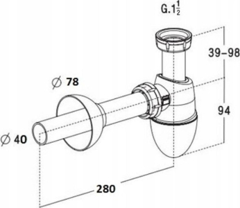 Aliaxis Česká republika s.r.o. Dřezový sifon Easyphon s vlisovaným těsněním 6/4", ø 40 mm, vč. krycí rozety a odpadní trubky PR7162C (0202075)