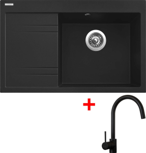 Granitový dřez Sinks RIM 780 P Metalblack + Vitalia černá matná G5974