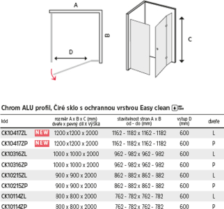 Mereo Sprchový kout, Novea, čtverec, 90 cm, chrom ALU, sklo Čiré, dveře pravé a pevný díl CK10215ZP