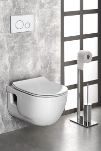 BRILLA závěsné WC Rimless bílá s podomítkovou nádržkou a tlačítkem Schwab, bílá 100614-SET5