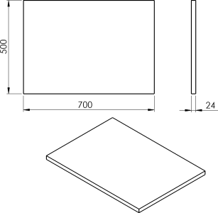Sapho PLATO deska Rockstone 700x24x500mm, bílá mat PL070-0101