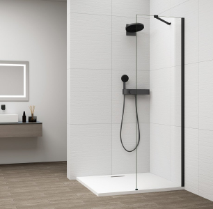 Polysan ESCA BLACK MATT jednodílná sprchová zástěna k instalaci ke stěně, sklo čiré, 300 mm ES1030-02
