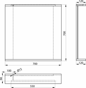 Aqualine KORIN STRIP zrcadlo s LED osvětlením 70x70x12cm KO380S