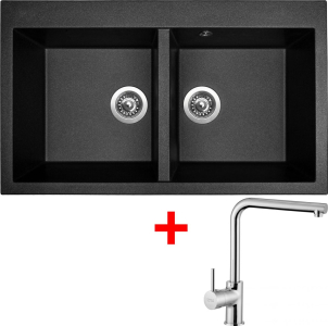 Granitový dřez Sinks AMANDA 860 DUO Metalblack+ELKA AM860D74ELCL