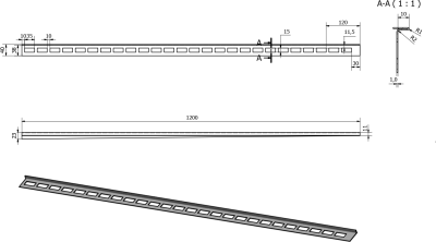 Sapho Spádová lišta, levá, výška 10mm, délka 1200mm, nerez mat SPD1210-L