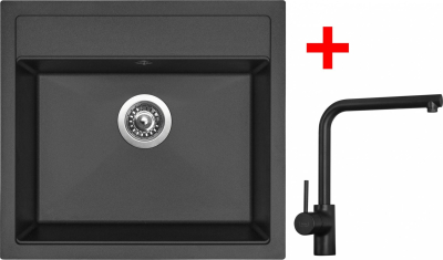 Granitový dřez Sinks SOLO 560 Pureblack + ELKA Černá matná G23926