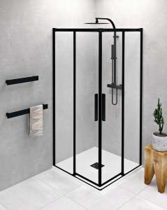 Polysan ALTIS BLACK čtvercový sprchový kout 800x800 mm, rohový vstup, čiré sklo AL1582BAL1582B