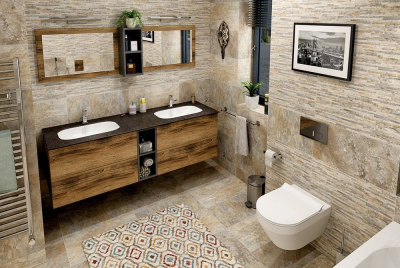 Sapho TREOS dvojumyvadlo 171, 6x51, 3 cm, rockstone, bílá mat TS172-0101