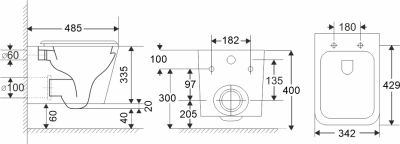 Mereo WC komplet pro sádrokarton s příslušenstvím MM02SETRB