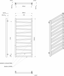 Sapho ZIG otopné těleso 600x1334 mm, černá mat ZG613B