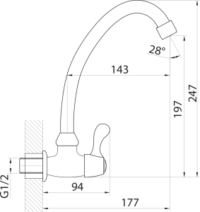 Aqualine Nástěnný kulový ventil 1/2", otočná hubice, chrom ZY1813