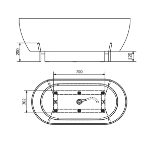 Polysan REDUTA konstrukce pro vanu 171x81cm, černá mat 72820B