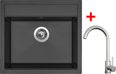 Granitový dřez Sinks SOLO 560 Pureblack + ARCO celonerezová G24026