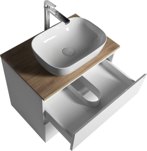 Aqualine ALTAIR skříňka s deskou 68 cm, bílá/dub emporio AI270-02