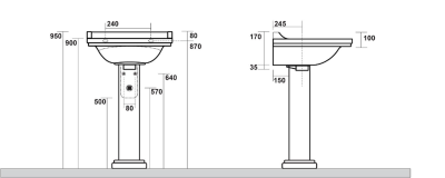 Kerasan WALDORF universální keramický sloup k umyvadlům 60, 80 cm, bílá 417001