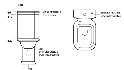 Kerasan WALDORF WC kombi mísa 40x68cm, spodní/zadní odpad, černá mat 411731
