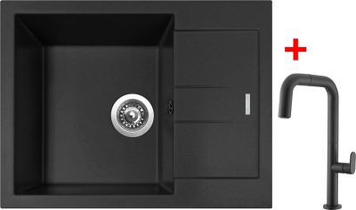 Granitový dřez Sinks AMANDA 650 Nanoblack+EVA P Nanoblack G188N6