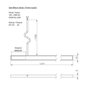 Sapho LOREA LED pásek 121cm, 1, 2W, 3000K LED120