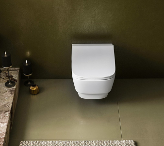 BELLO závěsné WC Rimless s podomítkovou nádržkou a tlačítkem Schwab, bílá 100214-SET5
