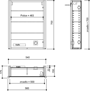 Sapho ALIX galerka s LED osvětlením 56x70x17, 5cm, levá/pravá, jilm bardini AX156-0013