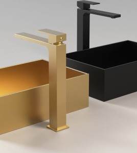 Sapho CUBEMIX stojánková umyvadlová baterie vysoká, černá mat CM006B