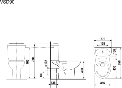 Mereo WC kombi, zadní odpad s armaturou VSD90 (H8602760007871)
