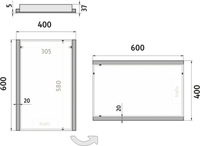 Nimco OBDELNÍKOVÁ - OSTRÉ ROHY LED zrcadlo 400x600 ZP 11000