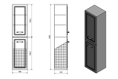 Aqualine FAVOLO vysoká skříňka košem 40x150x31cm, bílá mat FV160