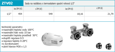 Novaservis Sada s termostatem spodní rohová 1/2" ZTV02