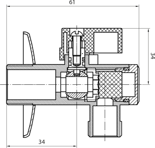 Aqualine Rohový kulový ventil 1/2"x3/8", s filtrem, pár, chrom 5312