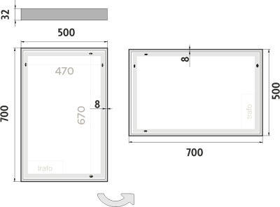 Nimco OBDELNÍKOVÁ - OSTRÉ ROHY LED zrcadlo 500x700 ZP 13001