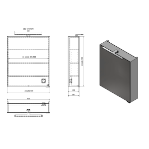 Sapho MIRRÓ galerka s LED osvětlením, 60x70x16cm, levá/pravá, dub stříbrný MC060-0011