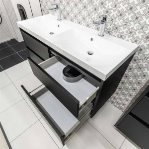 Mereo Mailo, koupelnová skříňka 81 cm, dub Riviera, černé madlo CN521SB