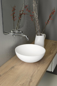 Sapho THIN umyvadlo na desku, Rockstone Ø 39 cm, bílá mat WN185
